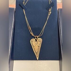 Gold Heart Pendant Necklace long chain

Never worn
The heart pendant is 3” long